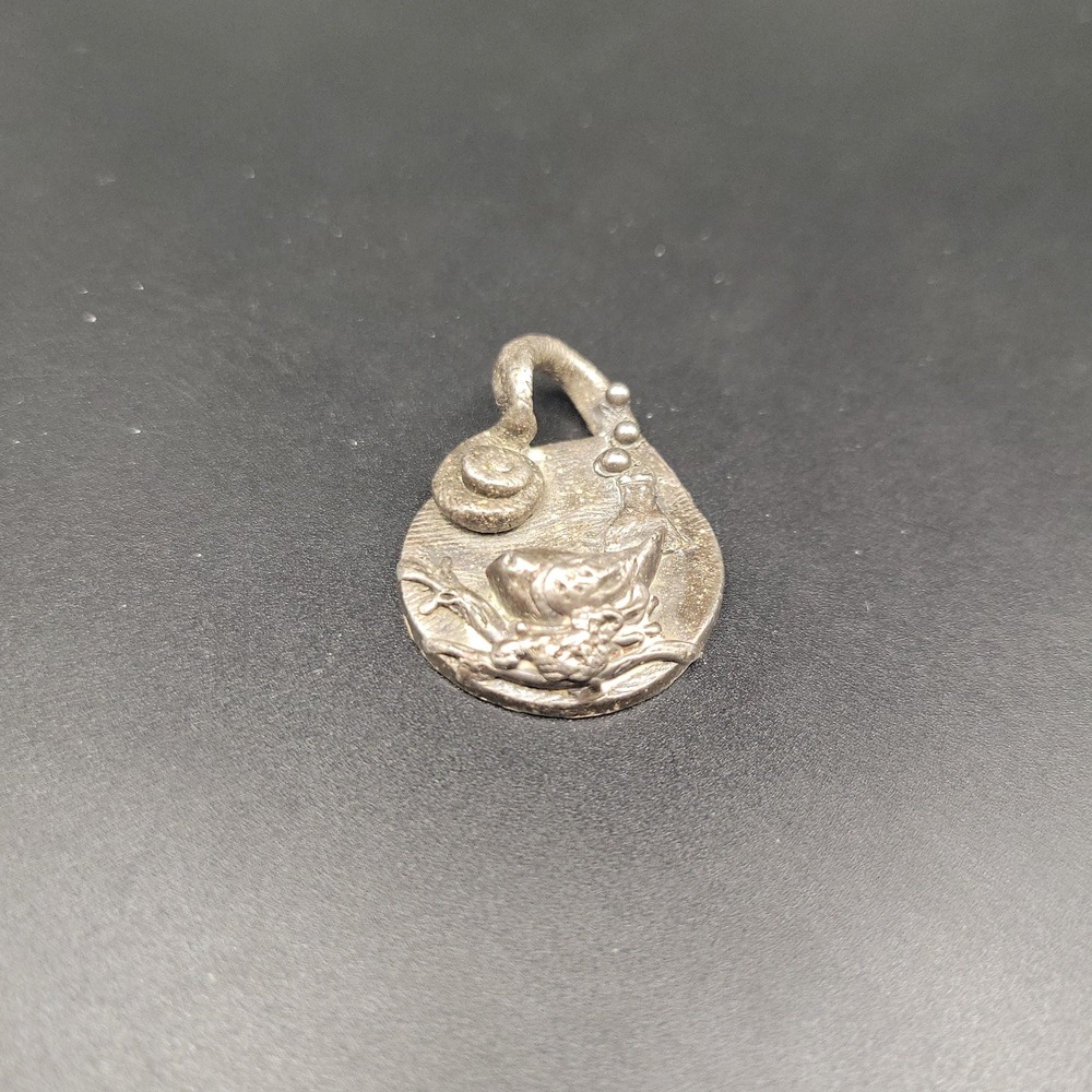 Marshall Fine Silver .999 Bird Nest Pendant Artisan 13g 1.25" Brutalist - Picture 5 of 6